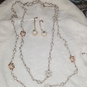 long necklace with earrings
